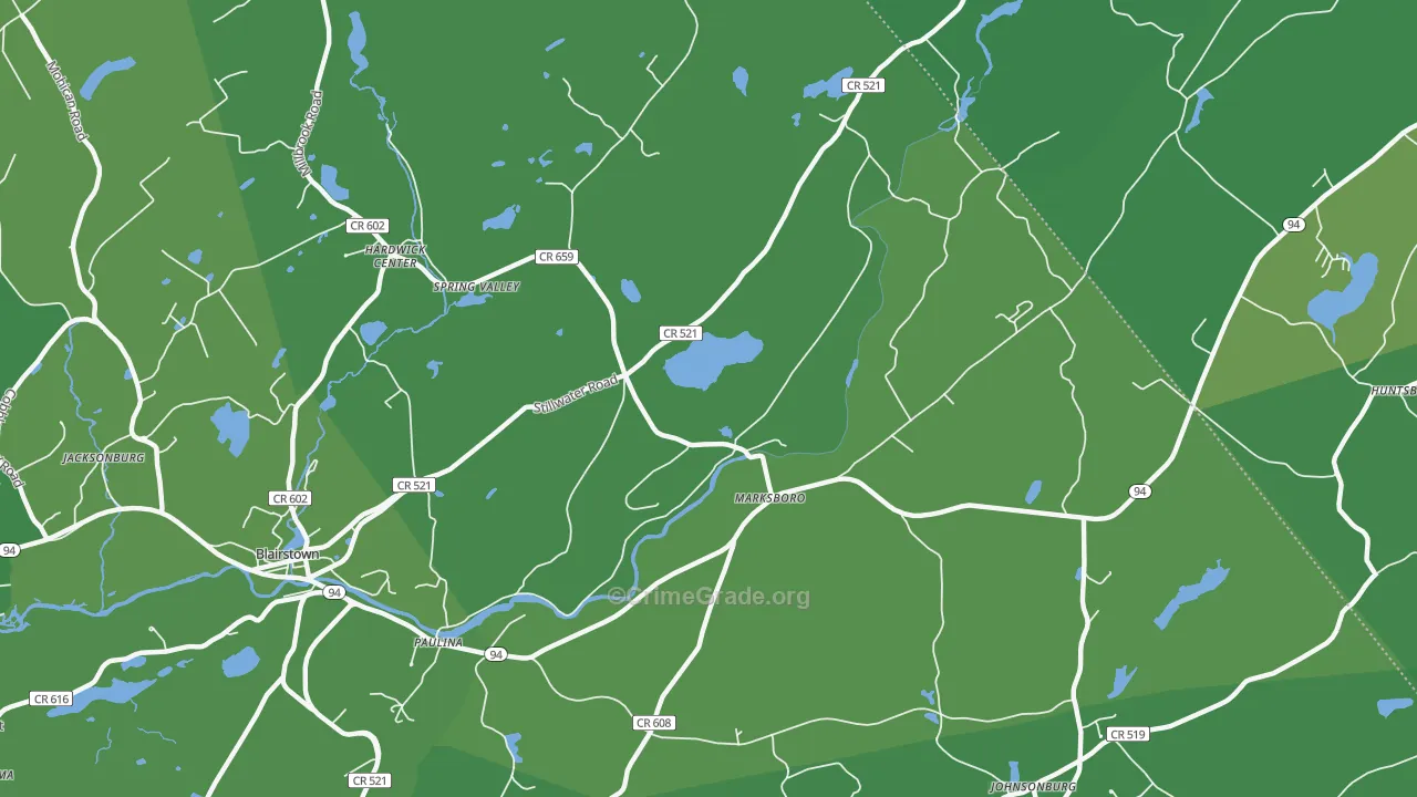 Marksboro, NJ Map of Vehicle Theft Rates