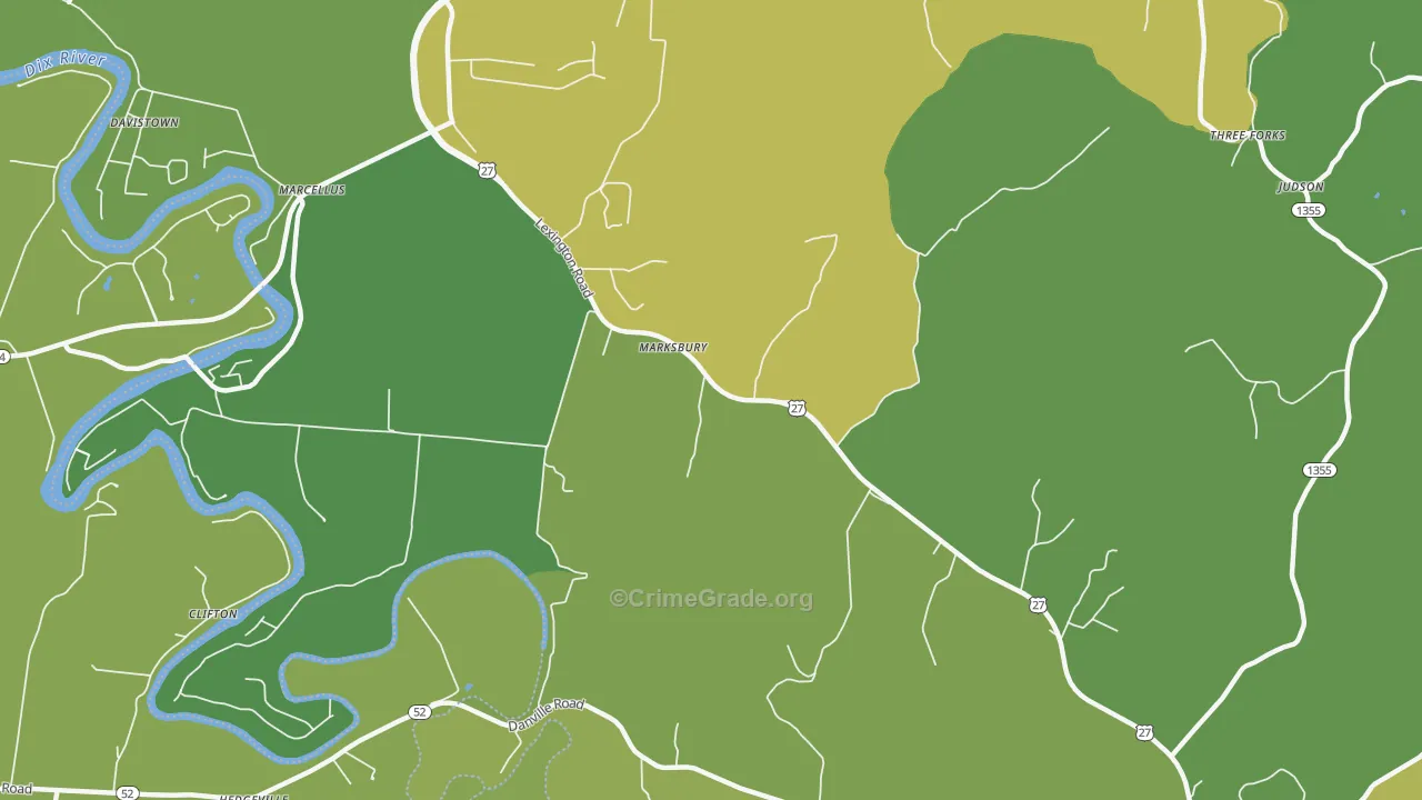 Marksbury, KY Map of Vehicle Theft Rates