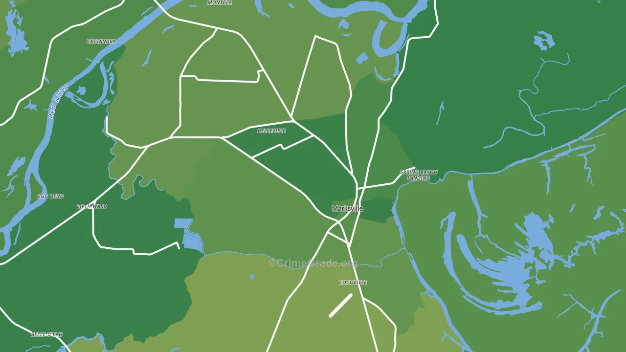 Marksville, LA Map of Vehicle Theft Rates