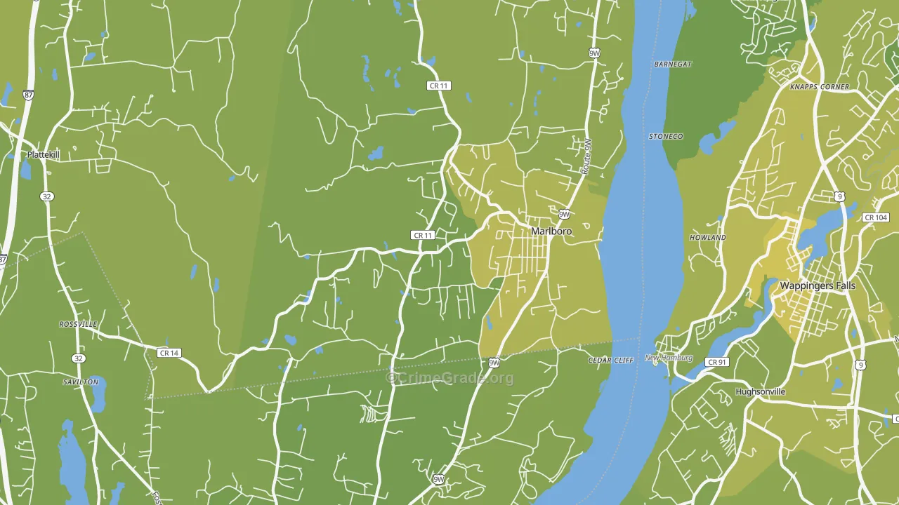 Marlboro, NY Map of Vehicle Theft Rates