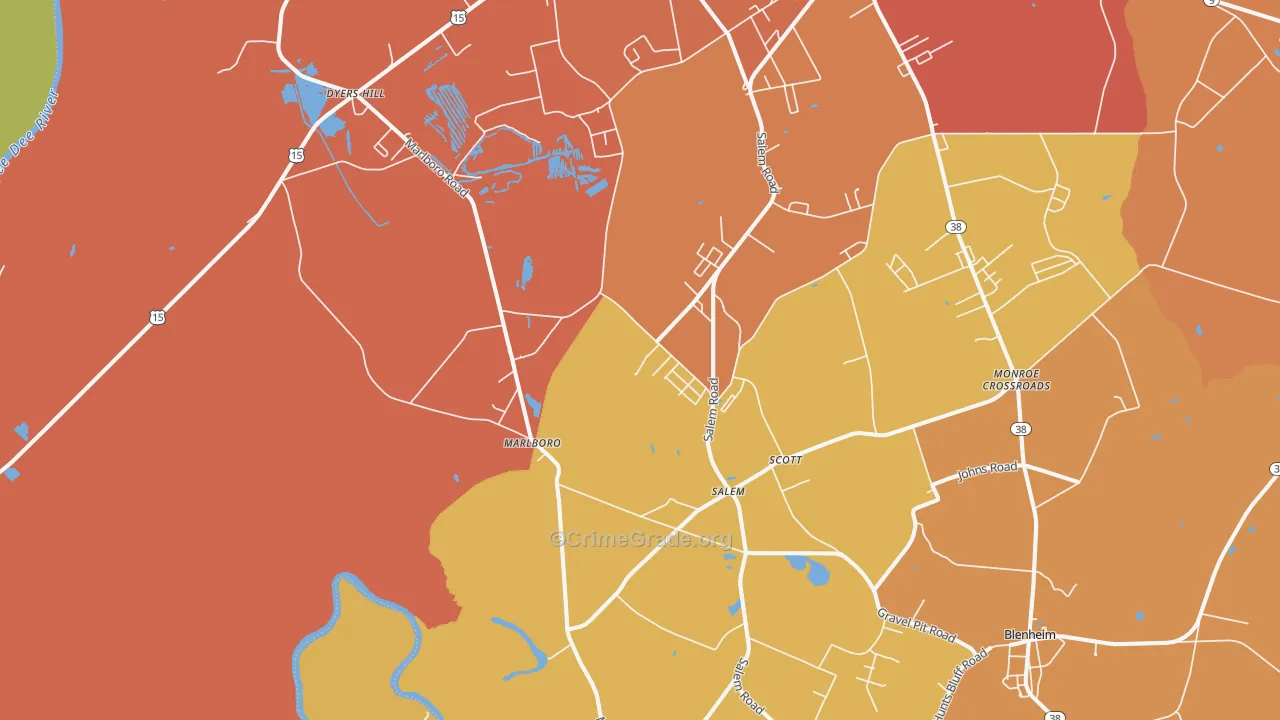 Marlboro, SC Map of Vehicle Theft Rates