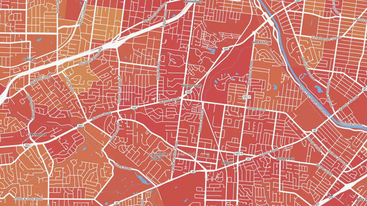 Marlborough, MO Map of Vehicle Theft Rates