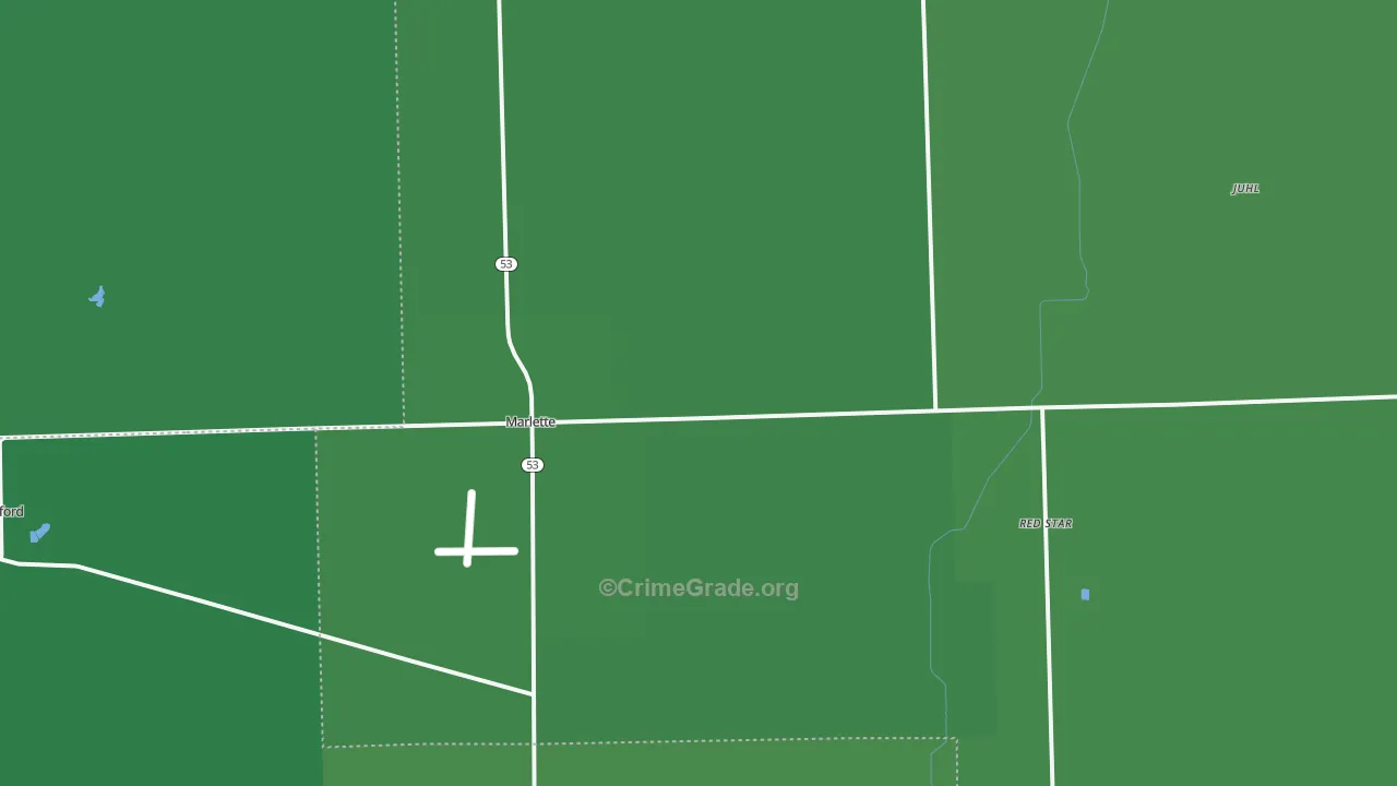 Marlette, MI Map of Vehicle Theft Rates