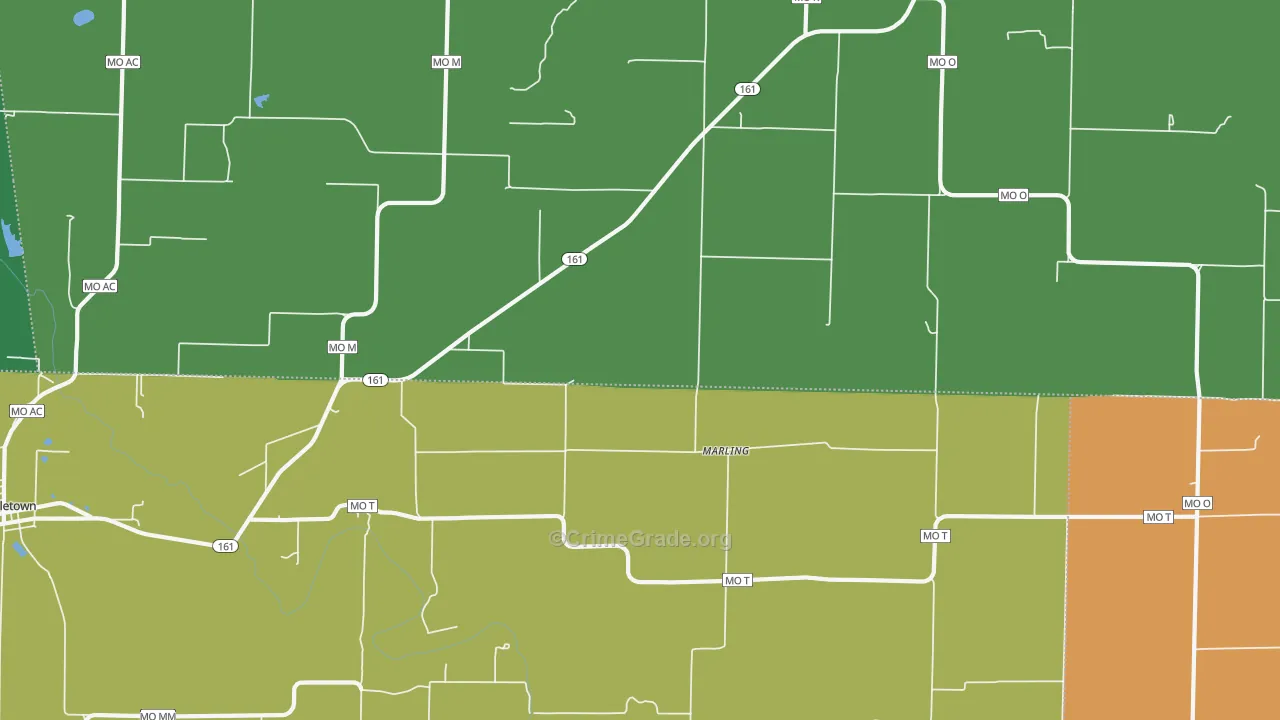 Marling, MO Map of Vehicle Theft Rates