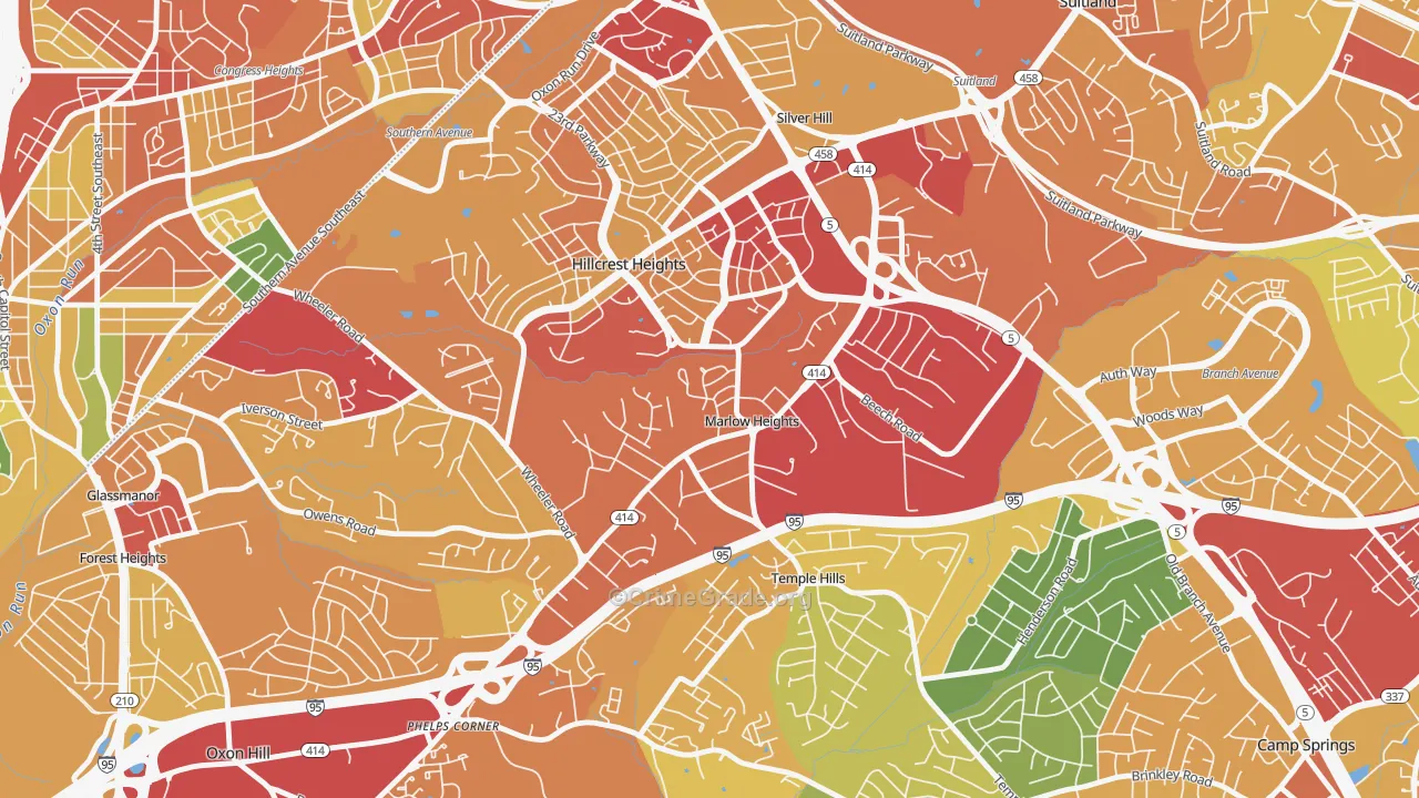 Marlow Heights, MD Map of Vehicle Theft Rates