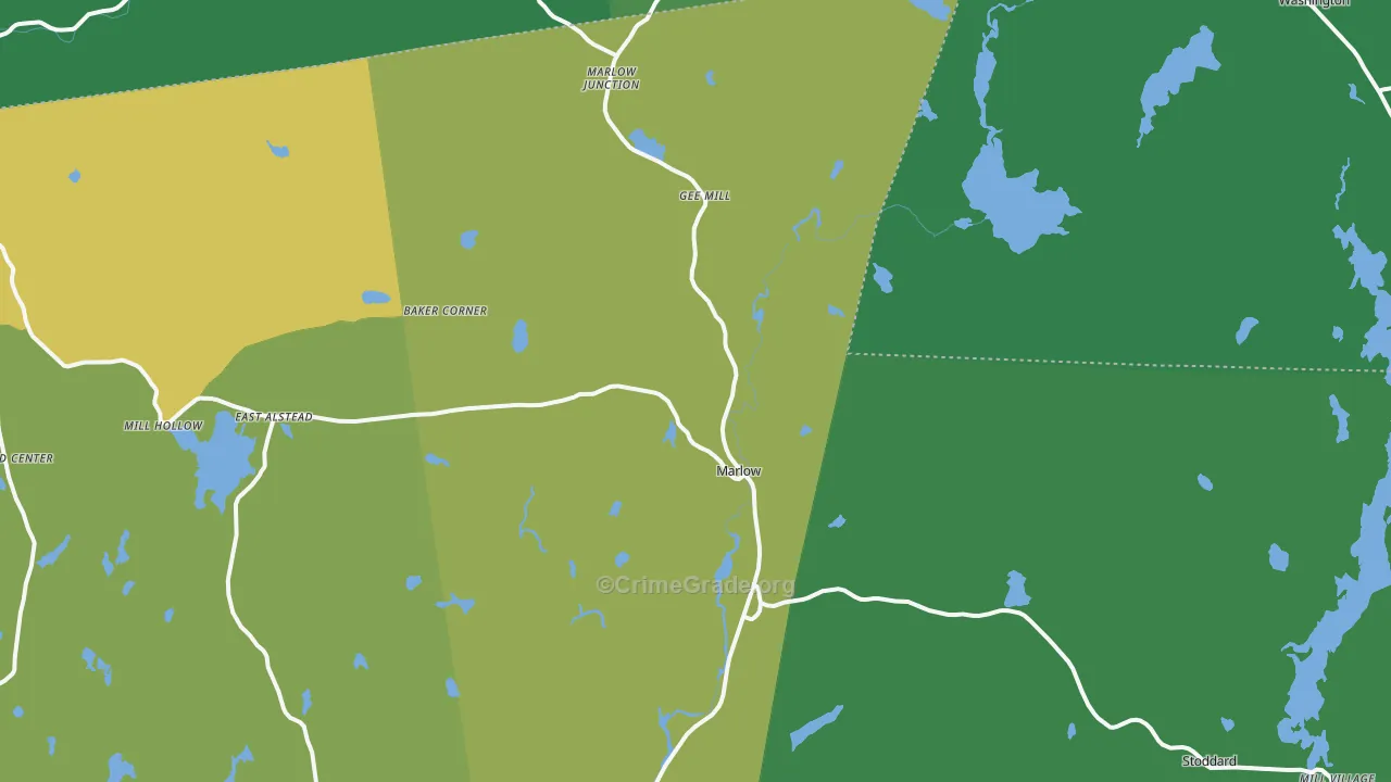 Marlow, NH Map of Vehicle Theft Rates