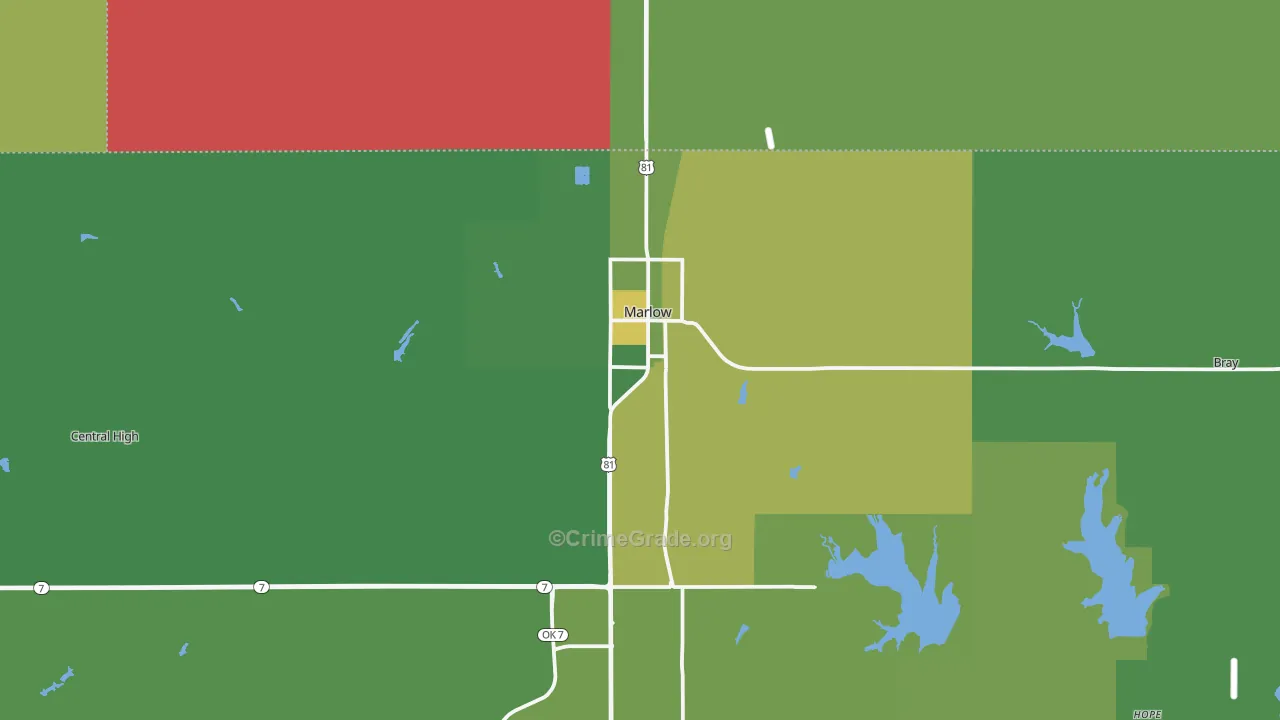 Marlow, OK Map of Vehicle Theft Rates