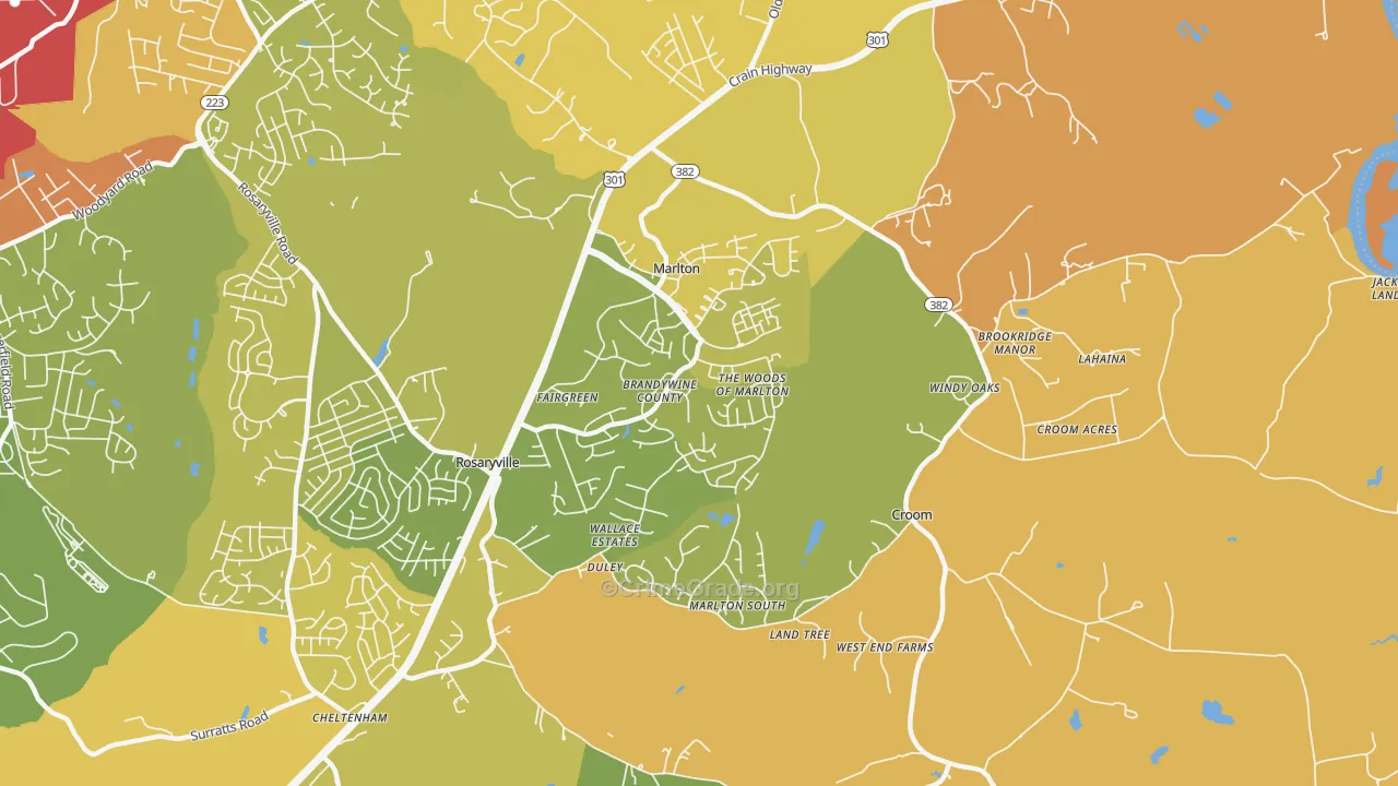 Marlton, MD Map of Vehicle Theft Rates