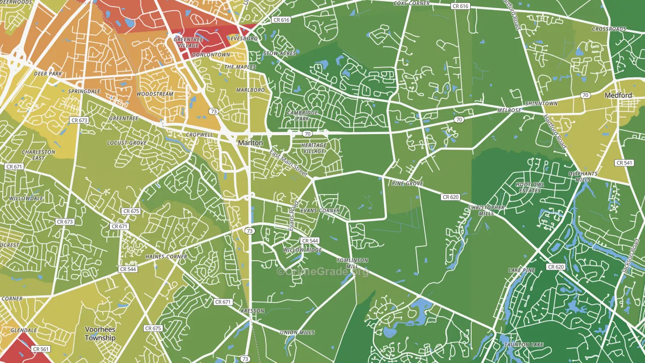 Marlton, NJ Map of Vehicle Theft Rates