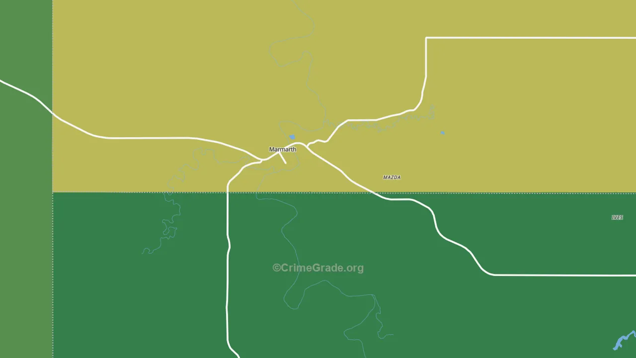 Marmarth, ND Map of Vehicle Theft Rates