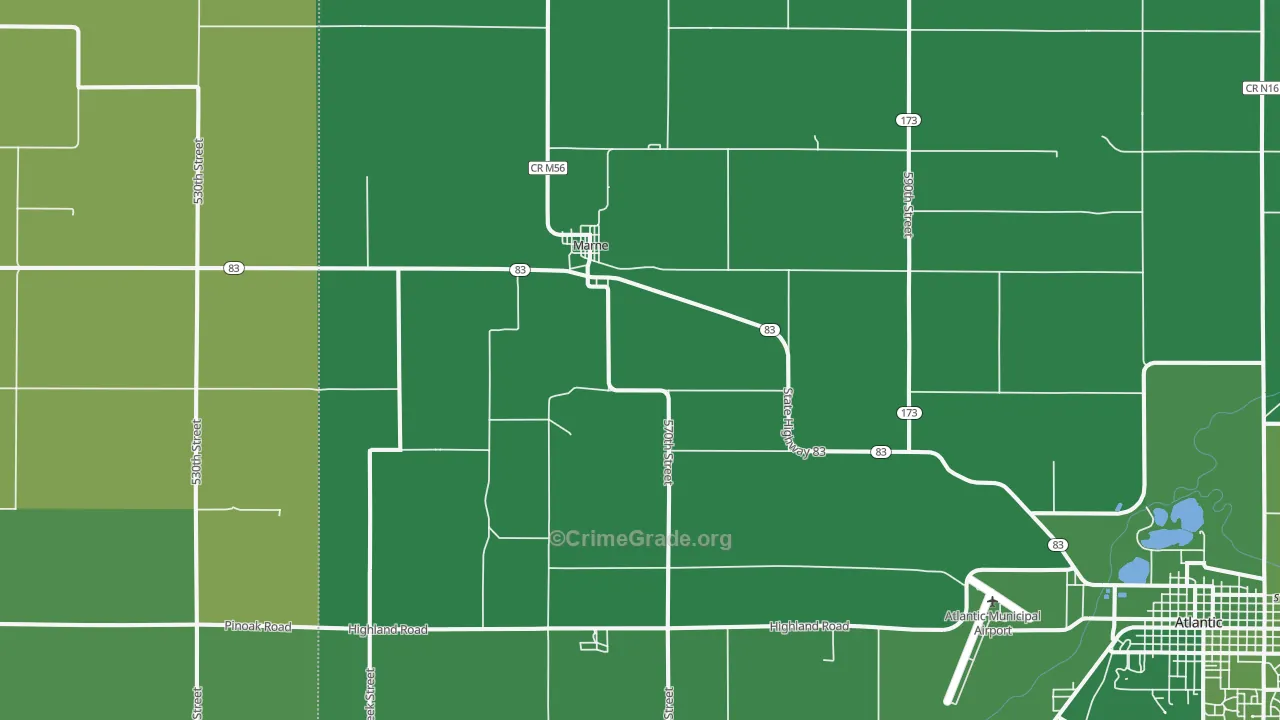 Marne, IA Map of Vehicle Theft Rates