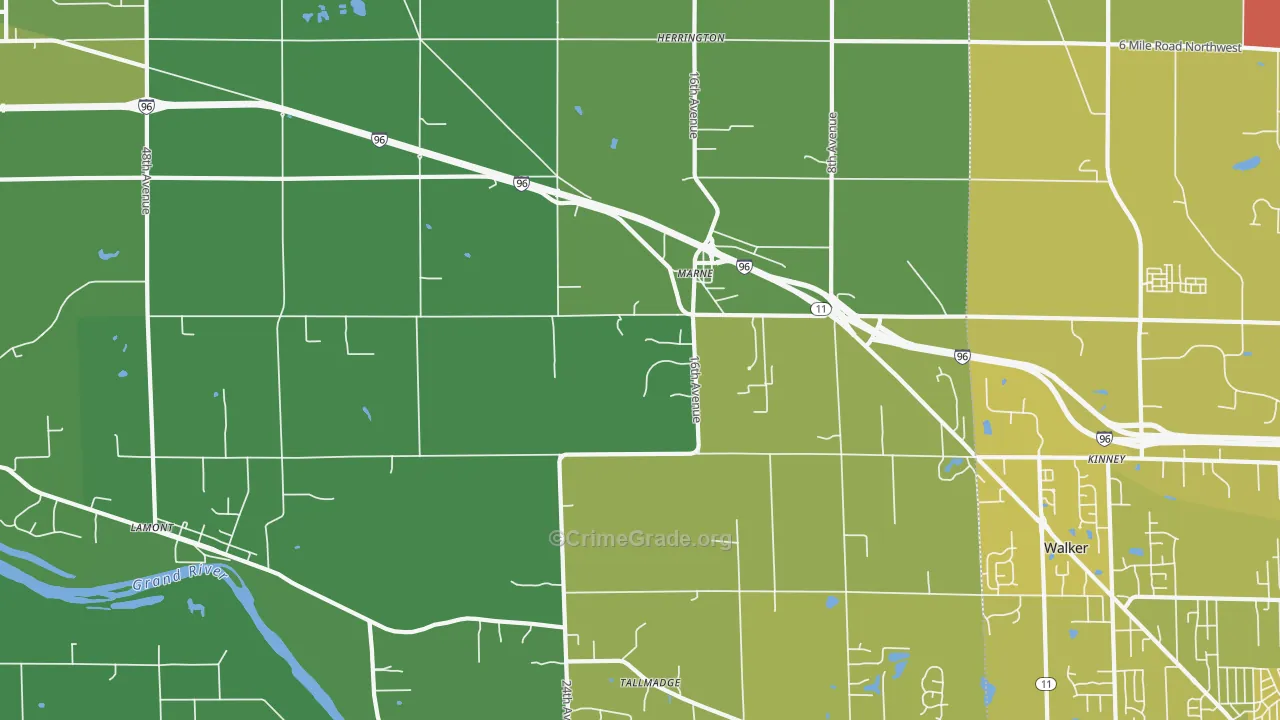 Marne, MI Map of Vehicle Theft Rates