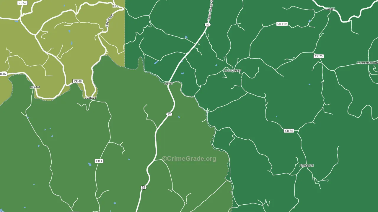 Marquess, WV Map of Vehicle Theft Rates