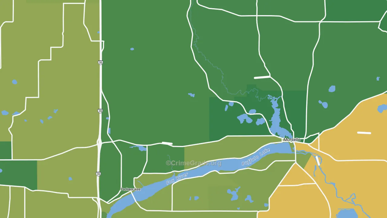 Marquette County, WI Map of Vehicle Theft Rates