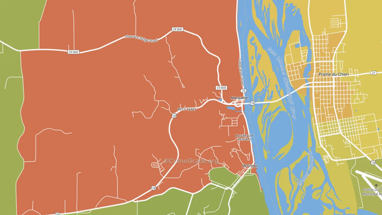 Marquette, IA Map of Vehicle Theft Rates