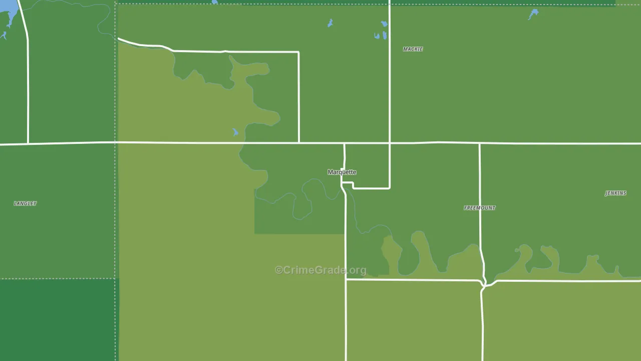 Marquette, KS Map of Vehicle Theft Rates
