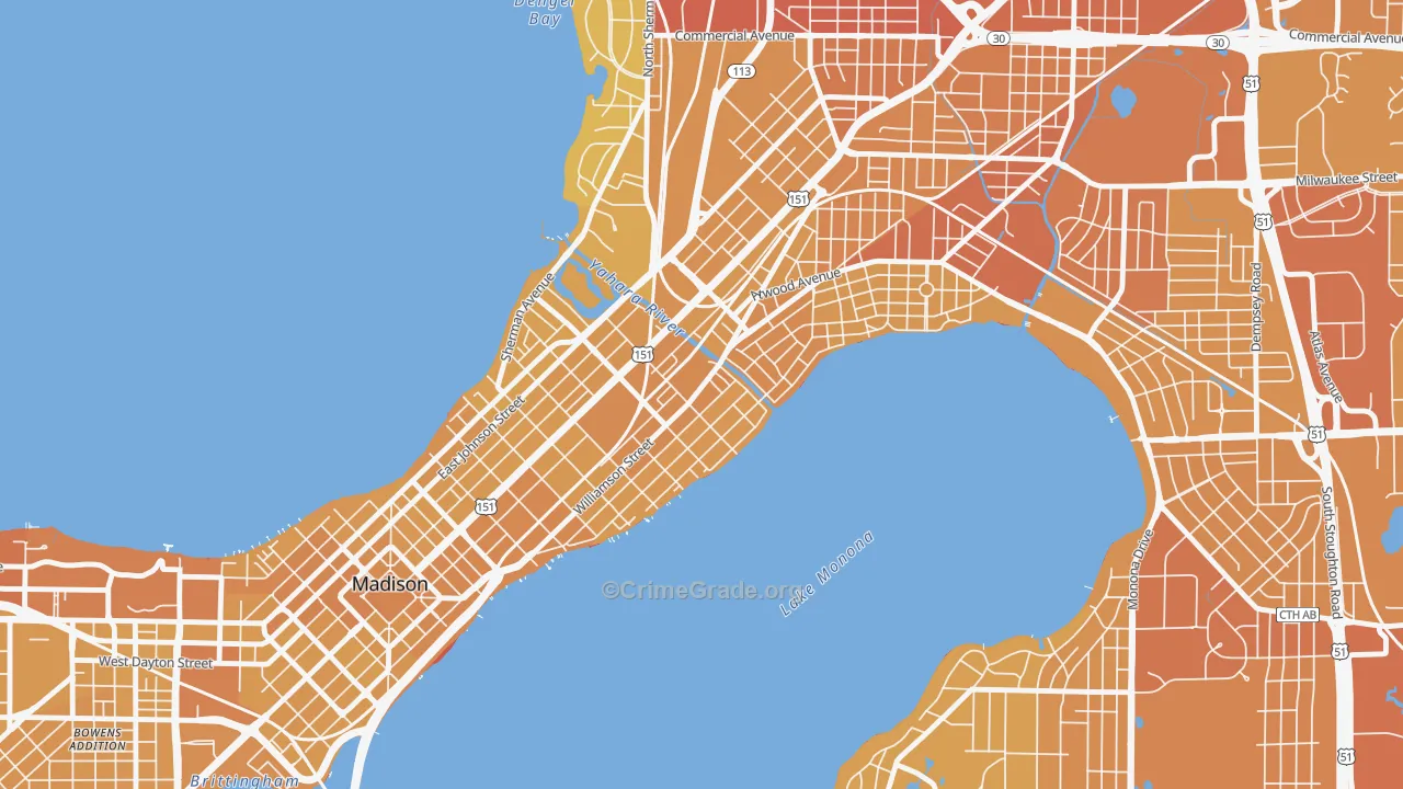 Marquette, Madison, WI Map of Vehicle Theft Rates