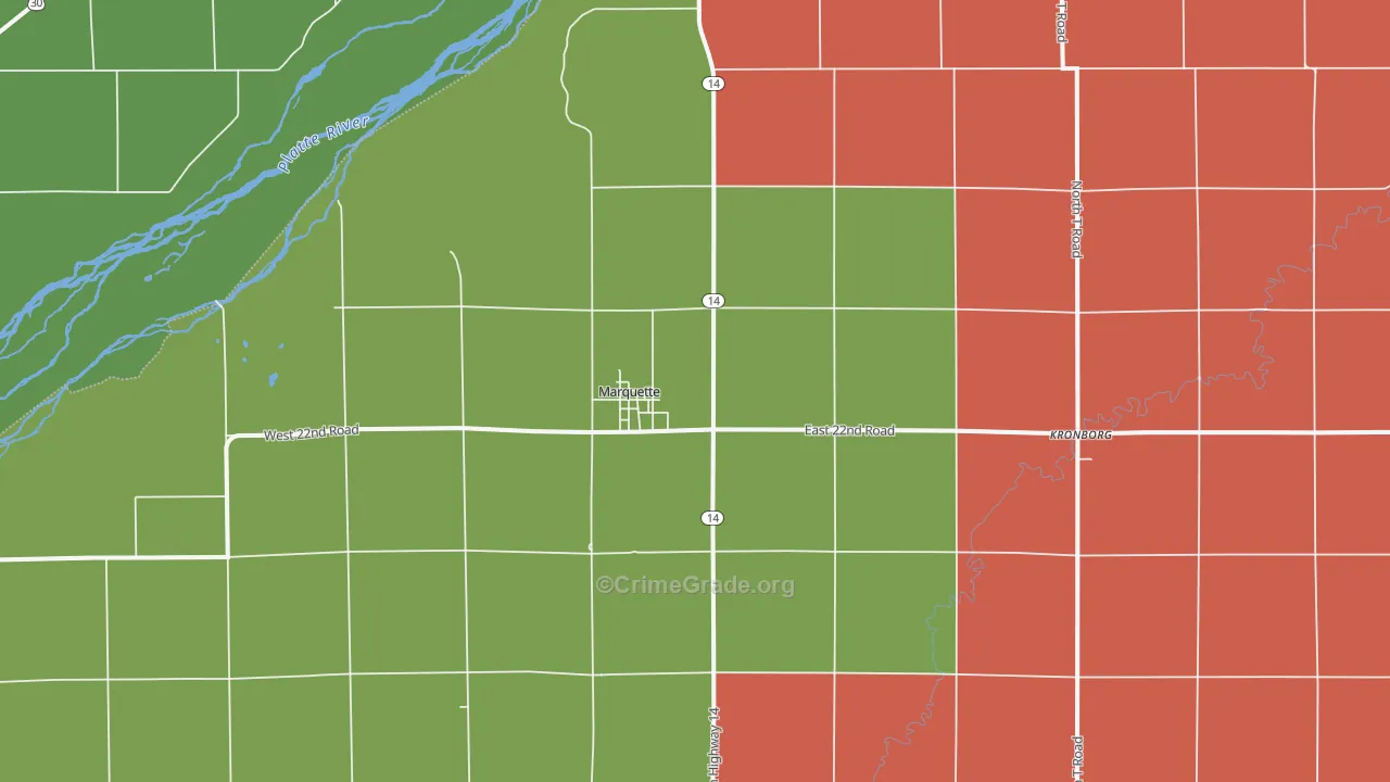 Marquette, NE Map of Vehicle Theft Rates