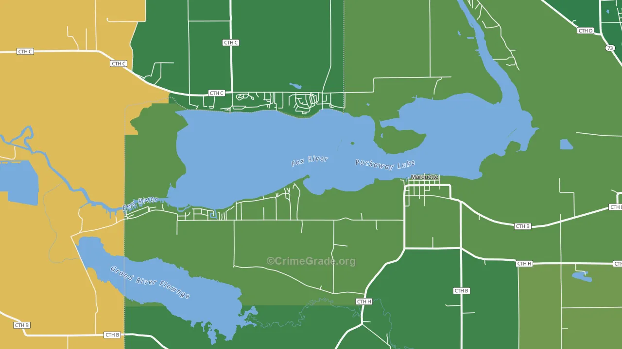 Marquette, WI Map of Vehicle Theft Rates