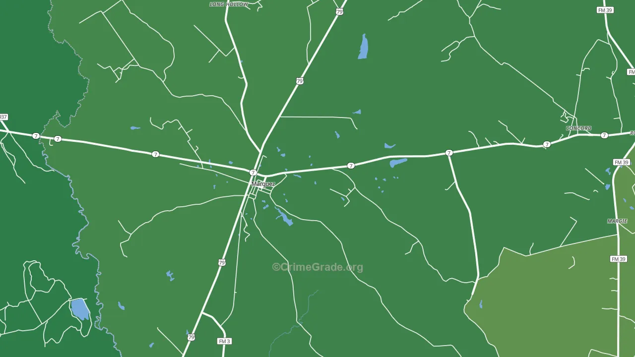 Marquez, TX Map of Vehicle Theft Rates