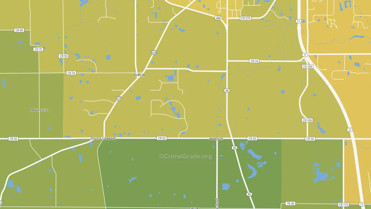 Marquis, OH Map of Vehicle Theft Rates