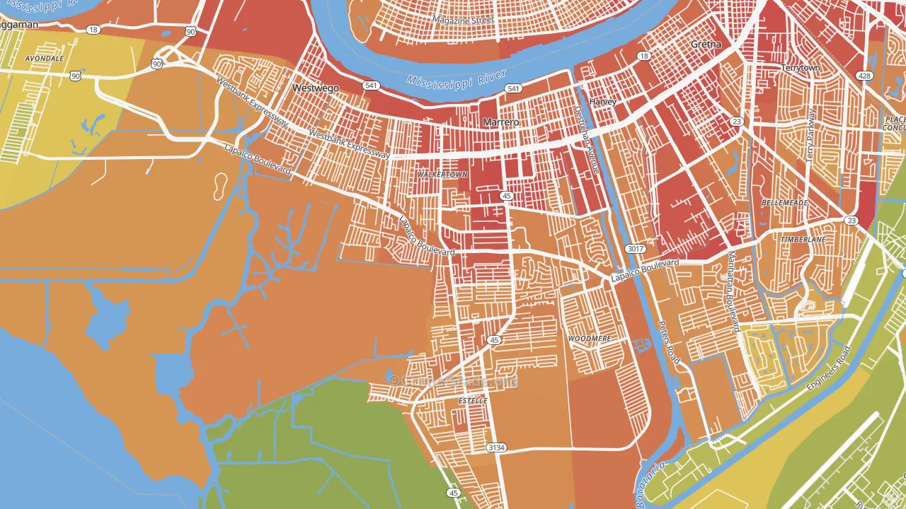 Marrero, LA Map of Vehicle Theft Rates