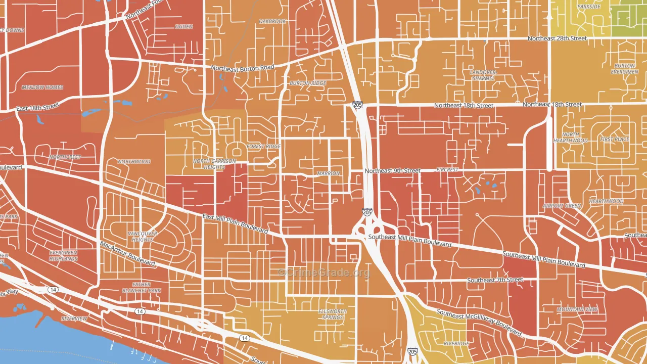 Marrion, Vancouver, WA Map of Vehicle Theft Rates