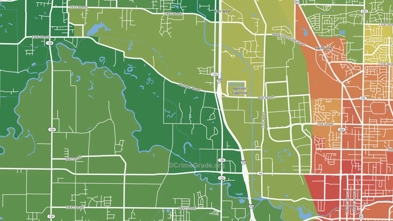 Marriott-Slaterville, UT Map of Vehicle Theft Rates