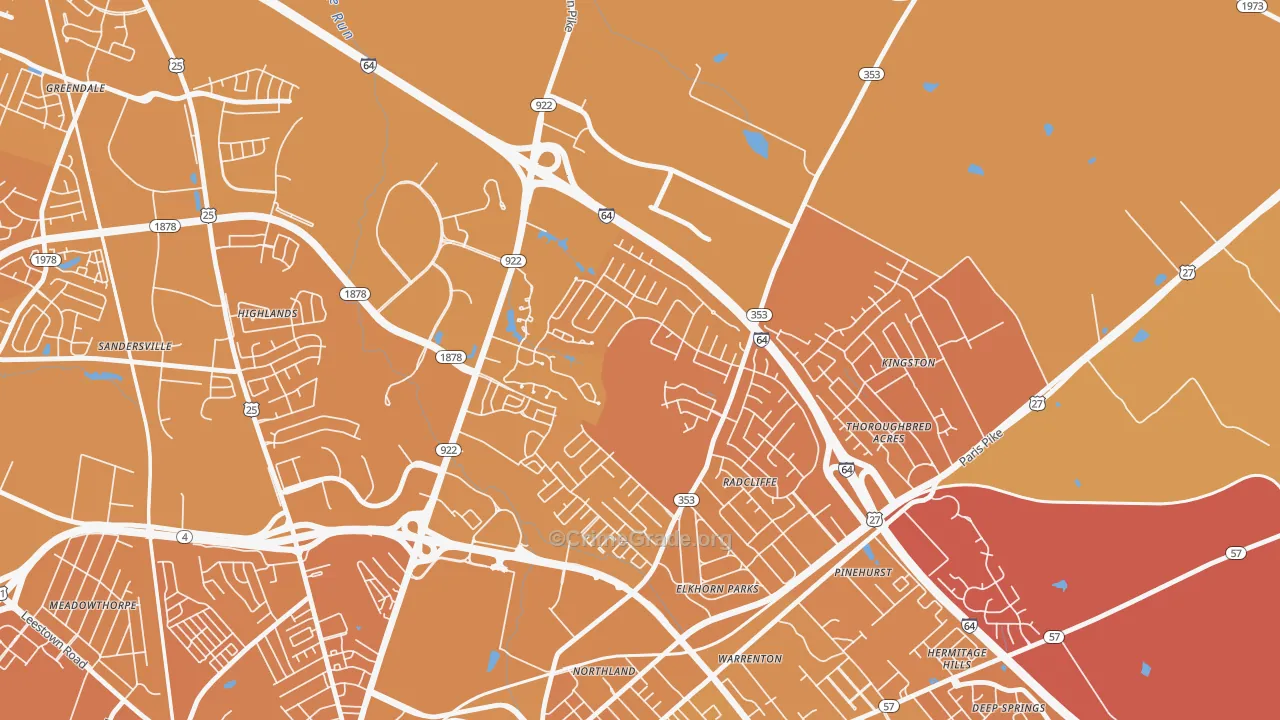 Marriott's Griffin Gate Golf Culb, Lexington, KY Map of Vehicle Theft Rates