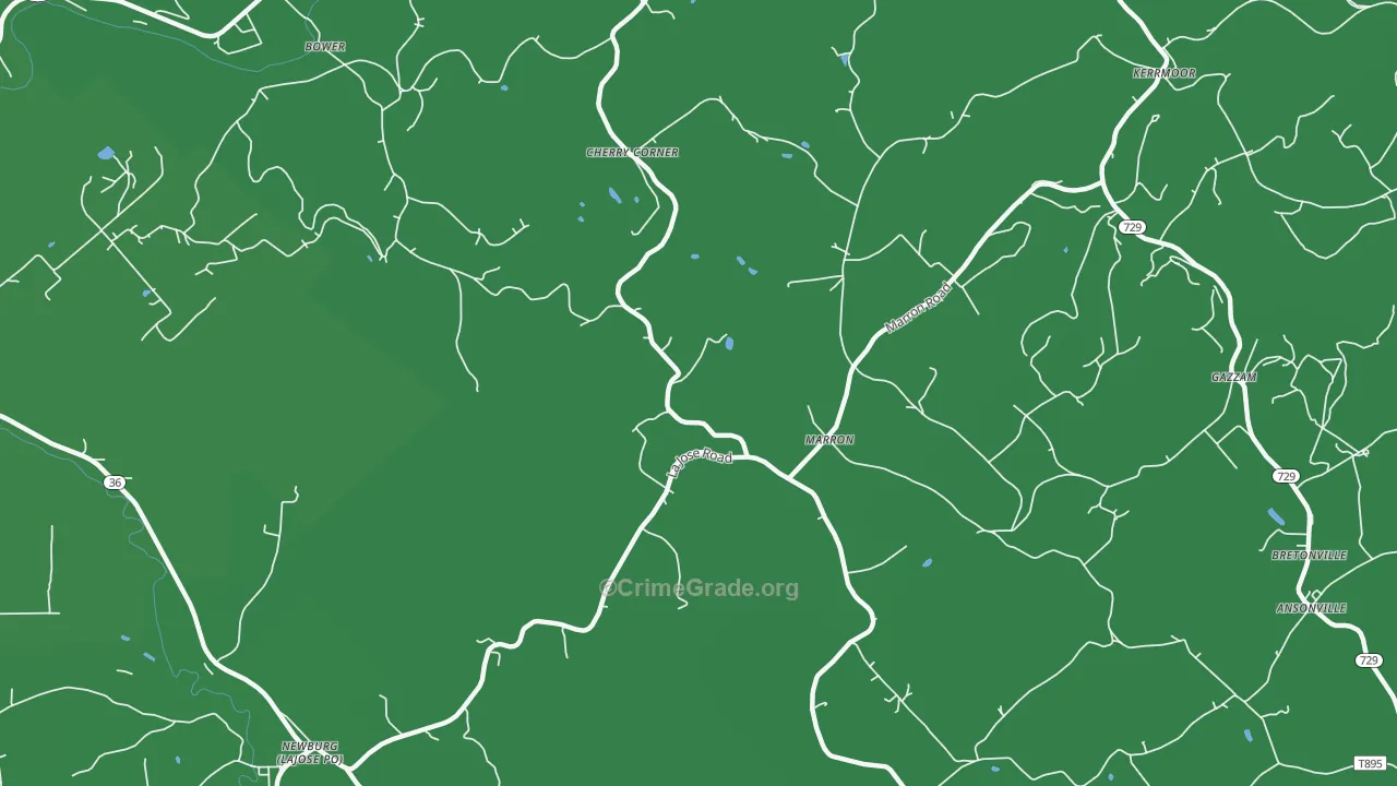 Marron, PA Map of Vehicle Theft Rates