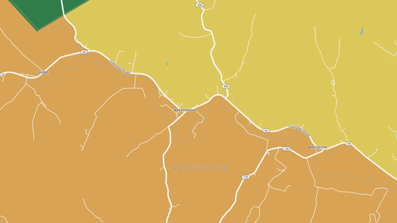 Marrowbone, KY Map of Vehicle Theft Rates