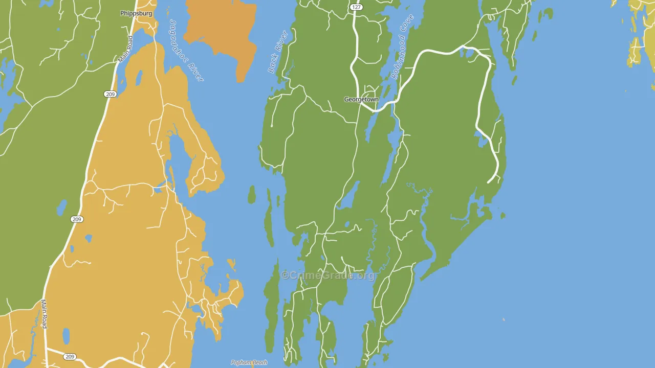 Marrtown, ME Map of Vehicle Theft Rates