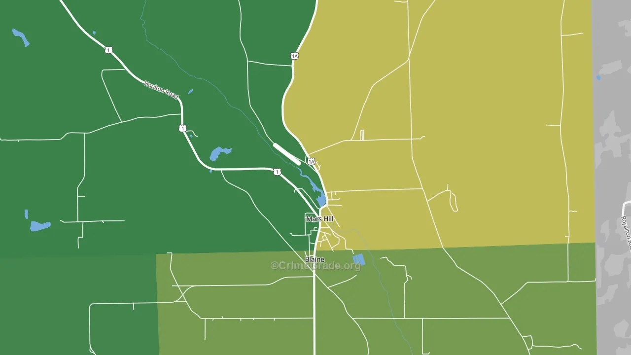Mars Hill, ME Map of Vehicle Theft Rates