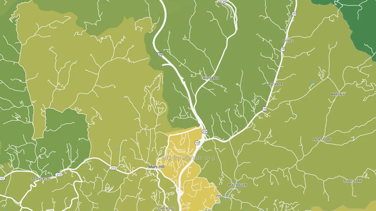 Mars Hill, NC Map of Vehicle Theft Rates