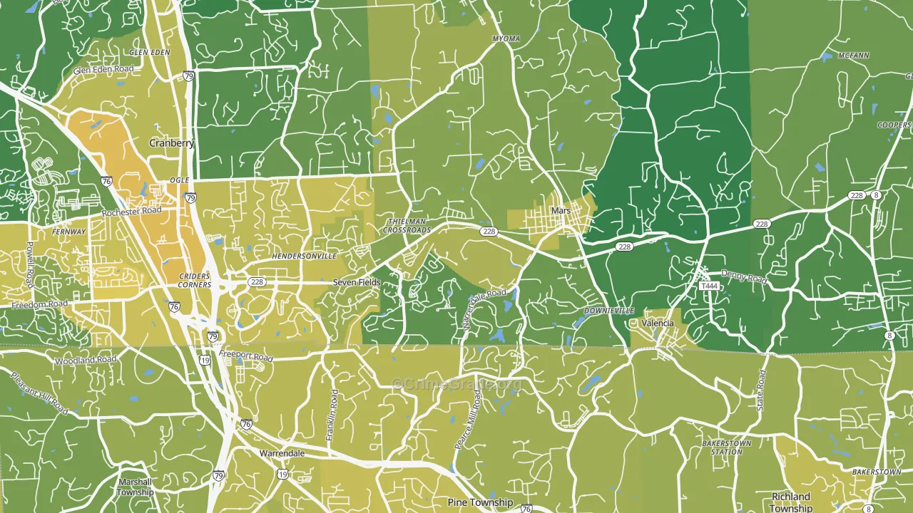 Mars, PA Map of Vehicle Theft Rates