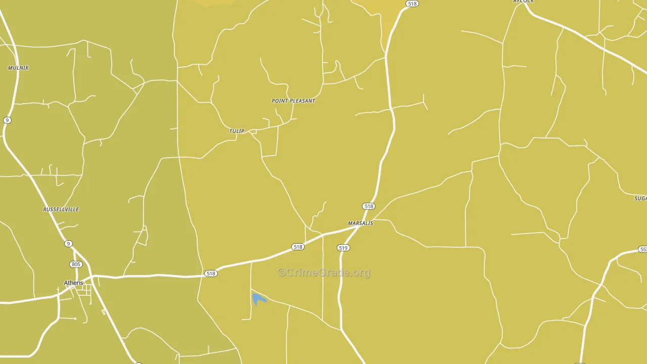 Marsalis, LA Map of Vehicle Theft Rates