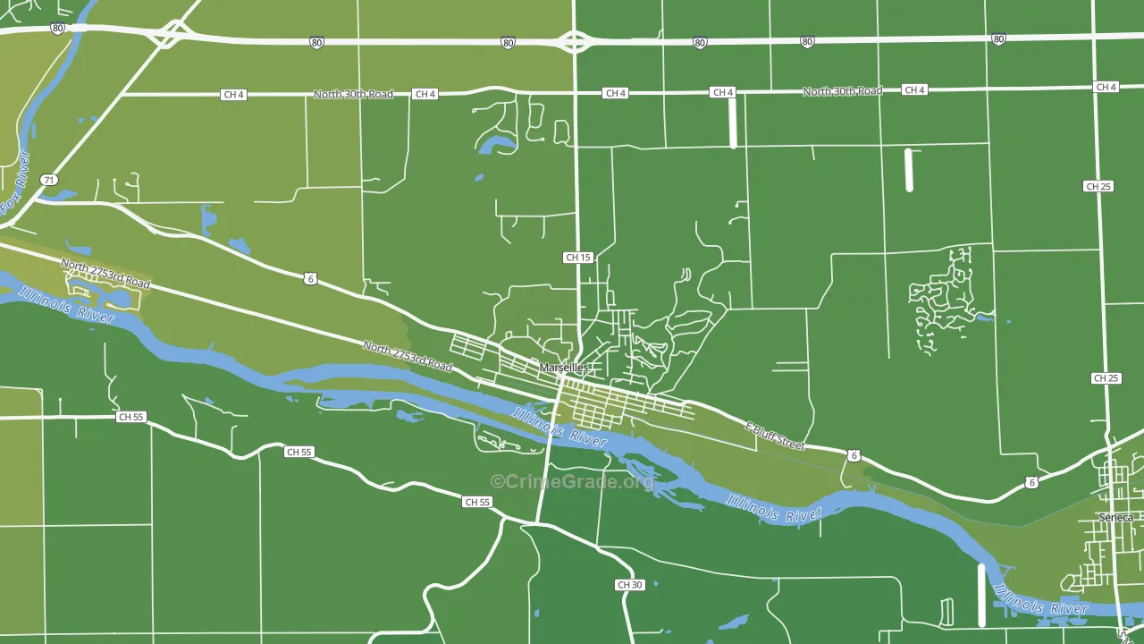 Marseilles, IL Map of Vehicle Theft Rates