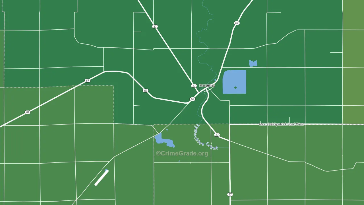 Marseilles, OH Map of Vehicle Theft Rates