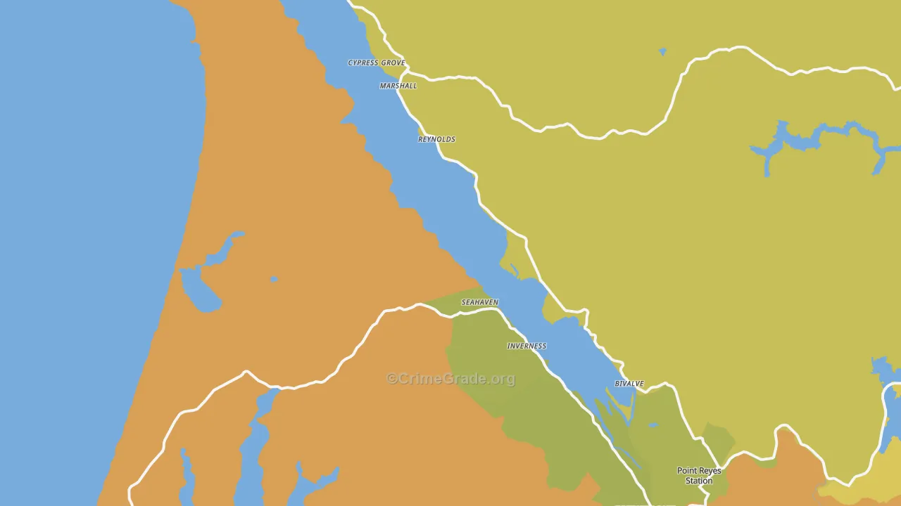Marshall, CA Map of Vehicle Theft Rates