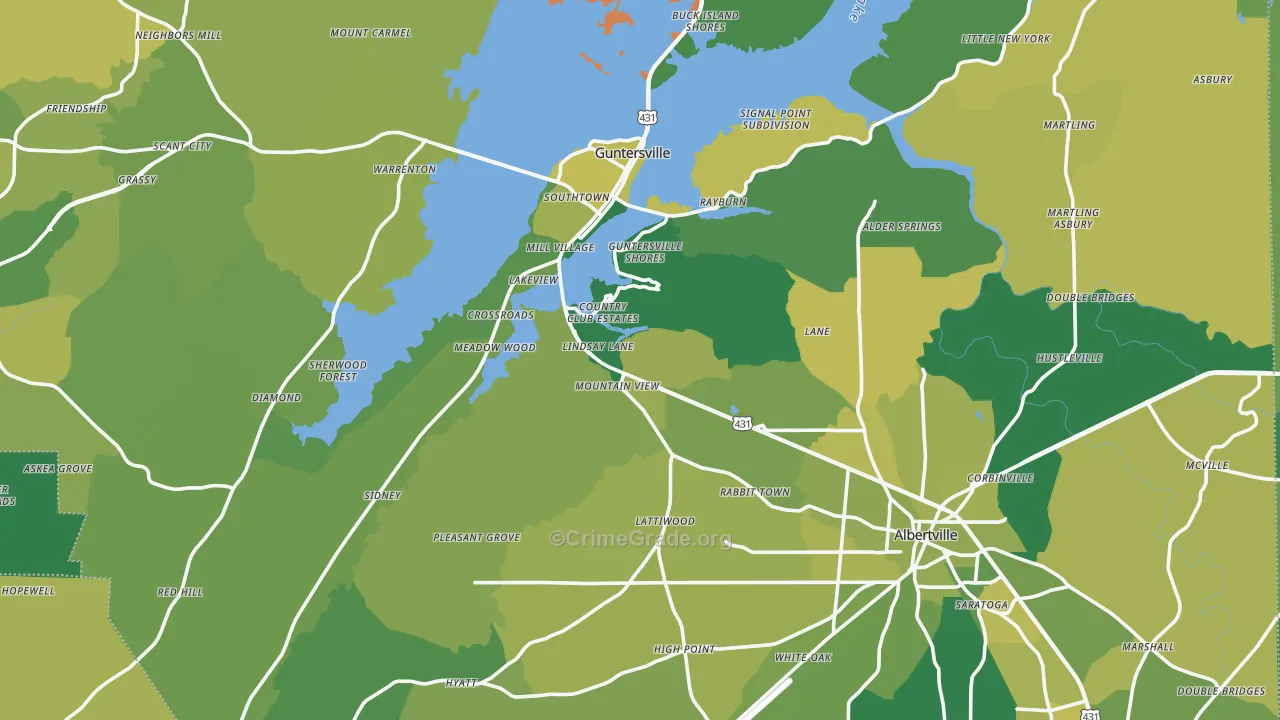 Marshall County, AL Map of Vehicle Theft Rates