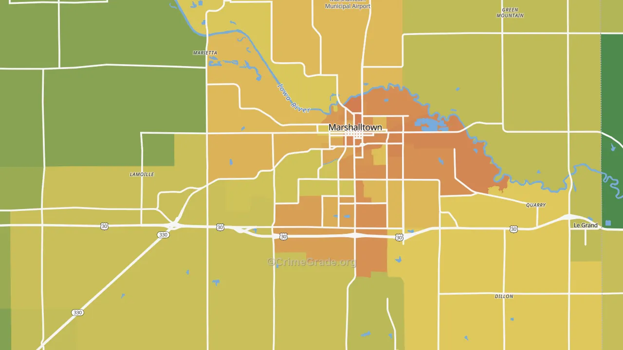 Marshall County, IA Map of Vehicle Theft Rates