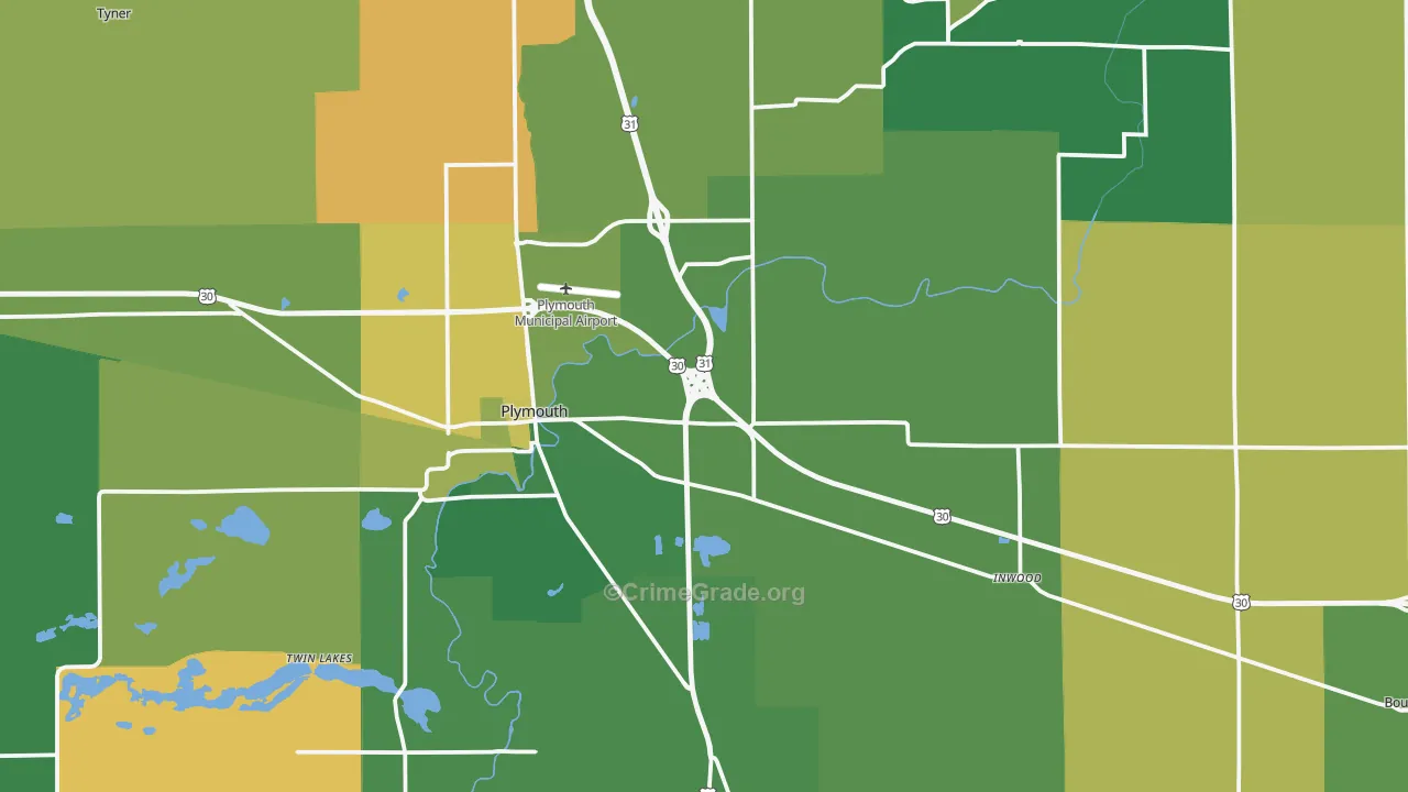 Marshall County, IN Map of Vehicle Theft Rates