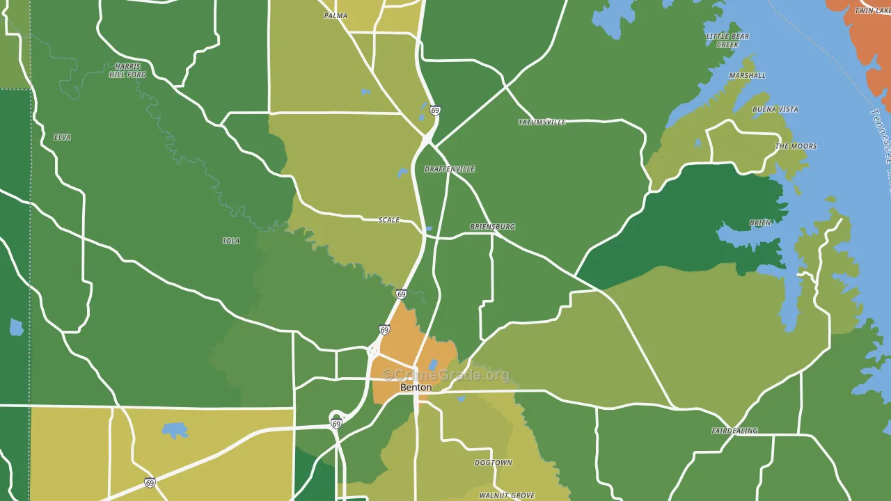 Marshall County, KY Map of Vehicle Theft Rates