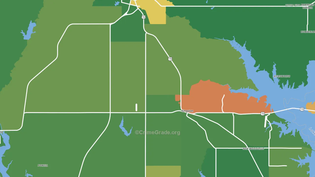 Marshall County, OK Map of Vehicle Theft Rates