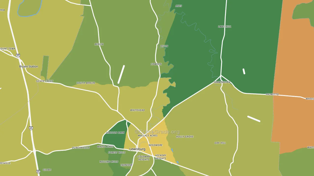 Marshall County, TN Map of Vehicle Theft Rates