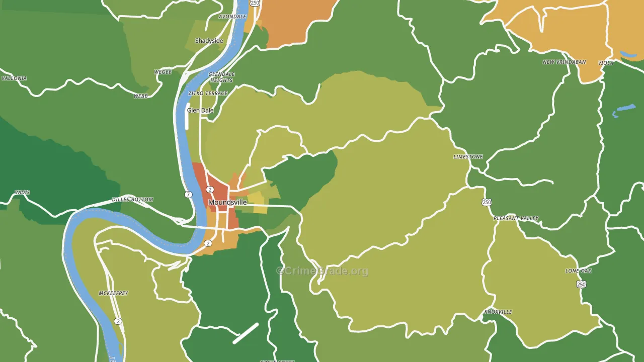 Marshall County, WV Map of Vehicle Theft Rates