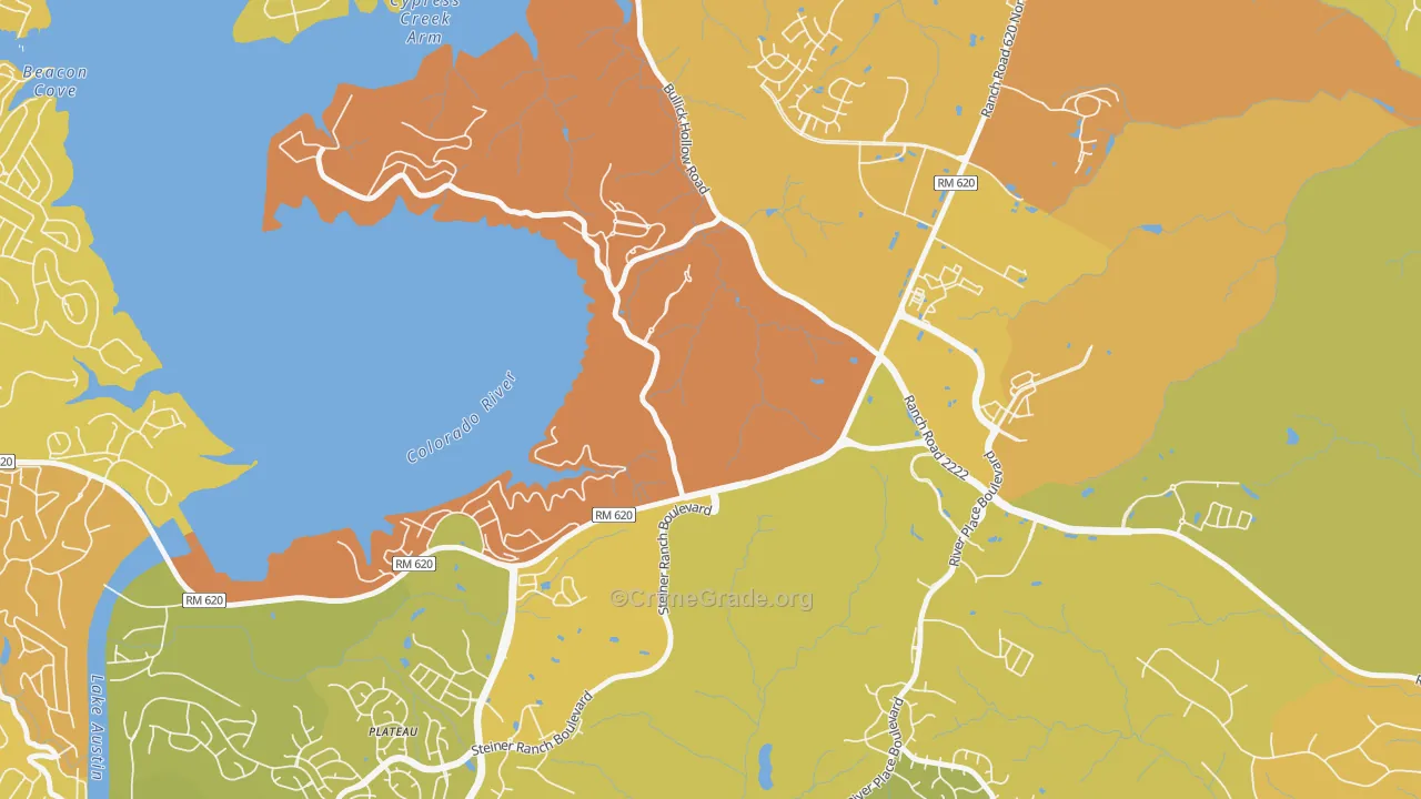 Marshall Ford, TX Map of Vehicle Theft Rates