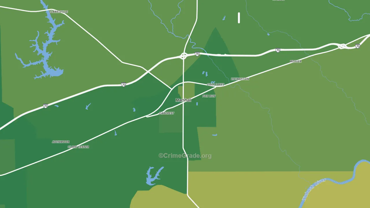 Marshall, IL Map of Vehicle Theft Rates