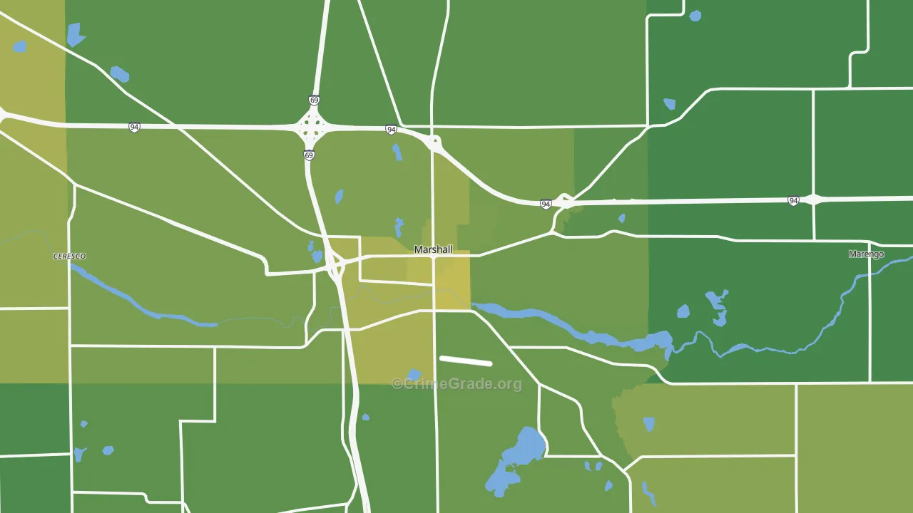 Marshall, MI Map of Vehicle Theft Rates
