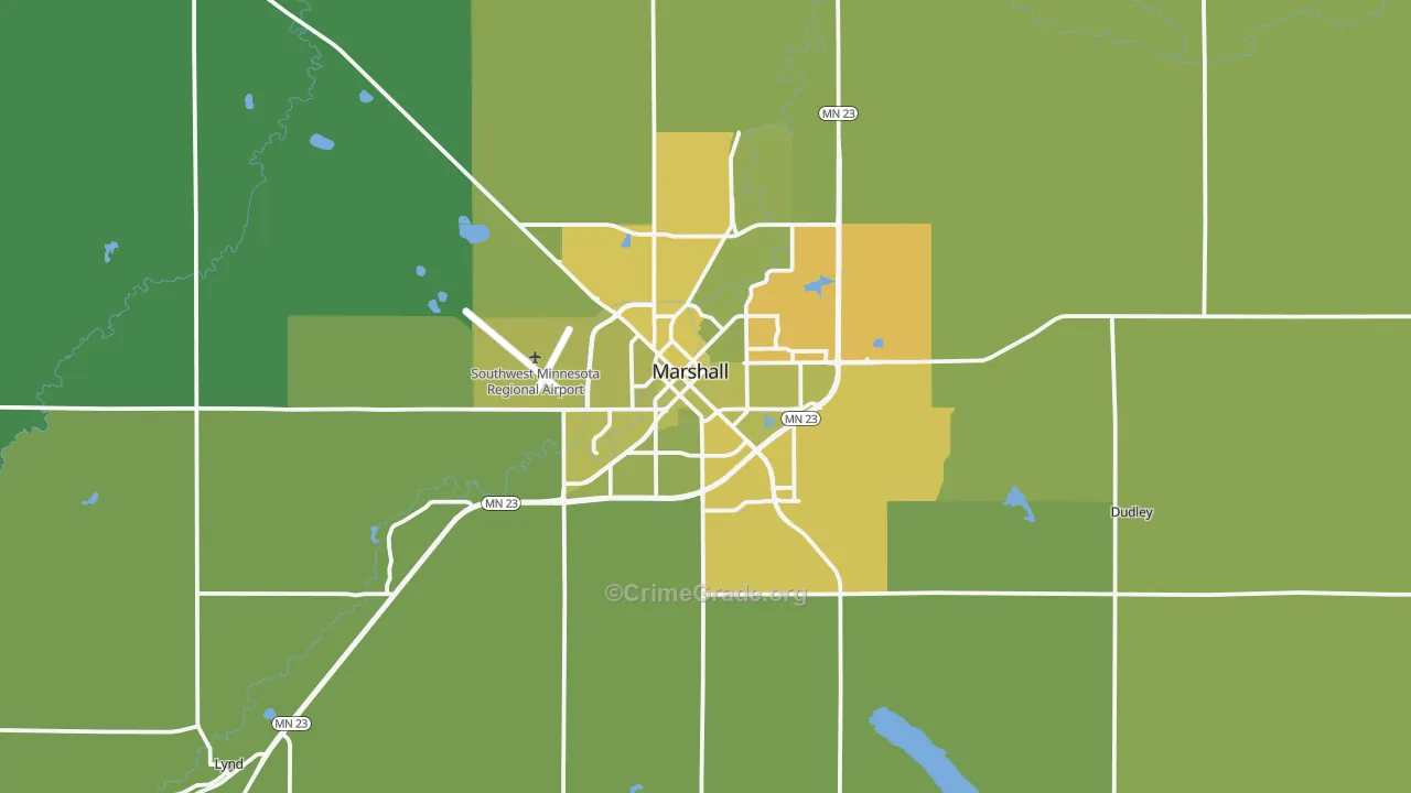 Marshall, MN Map of Vehicle Theft Rates